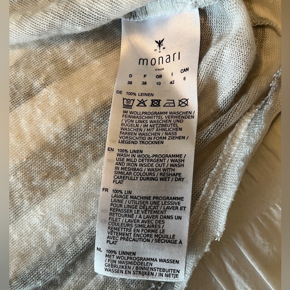 MONARI 100% Linen California Dreaming Long Sleeve Pullover Top Silver Metallic - Picture 7 of 11